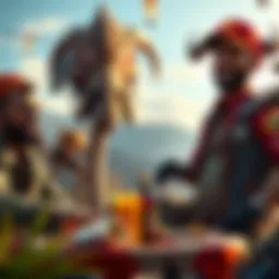 Four characters from the Far Cry universe, Karoosh, Nick Rye, Hurk, and Sam, are enjoying a casual get-together.