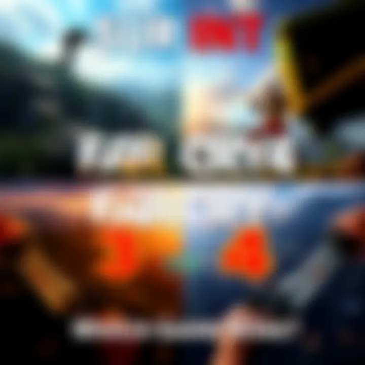 A visual comparison of gameplay scenes from Far Cry 3 and Far Cry 4, showcasing action and scenery from both games.