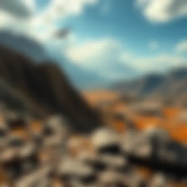 A scenic overview of a rocky, isolated environment with hints of wild animals and a distant settlement, reflecting the themes of the Far Cry series.