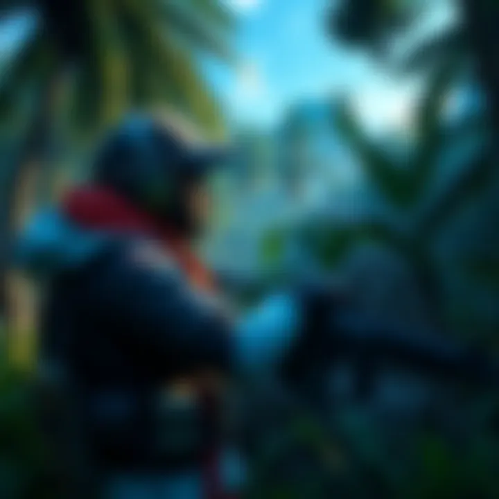 Far Cry 5 Vietnam DLC Gameplay A player strategizing stealth tactics in Far Cry 5's Vietnam DLC, surrounded by tropical scenery and dense foliage.