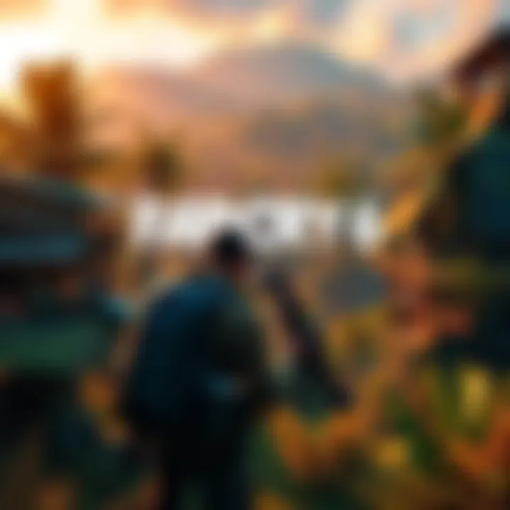 A player character in Far Cry 6 exploring a vibrant tropical setting with weapons and gear, ready for action
