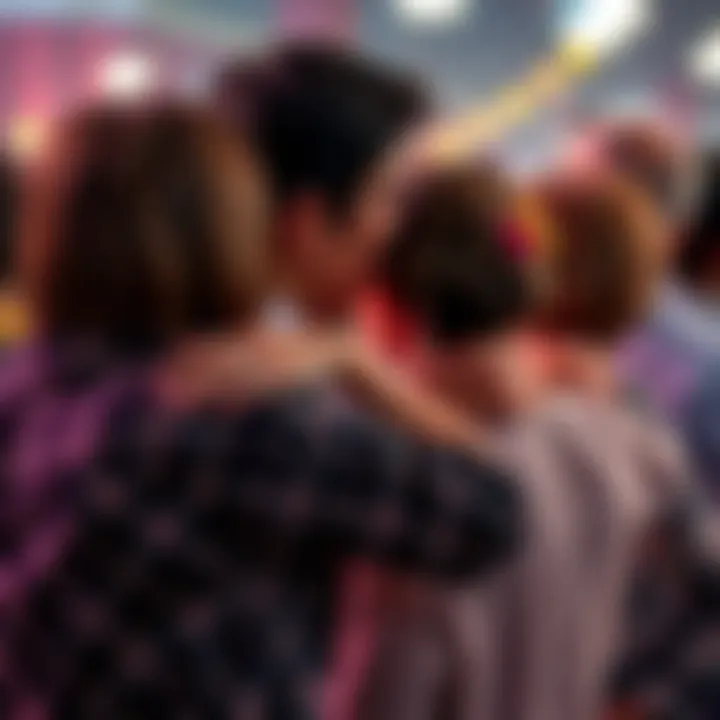 A group of people sharing moments and hugs at a farewell gathering, reflecting on memories together