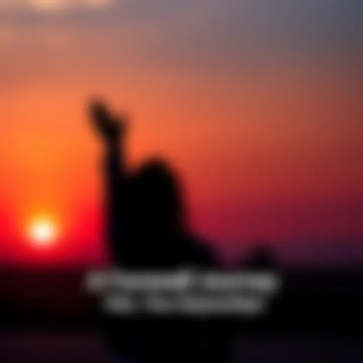 A figure silhouetted against a sunset, raising their hand in a wave, symbolizing farewell