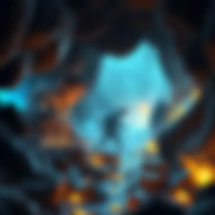 A player collecting Oxidizer in a dark cave environment with glowing materials and treasure around.