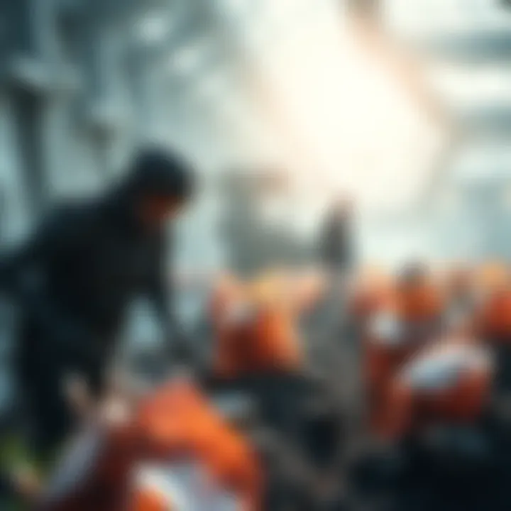 Farming Argon Crystals A character in a futuristic setting farming argon crystals in a sci-fi environment