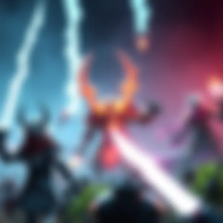 A graphic showing a player facing tough bosses while farming game frames, with Wisp, Dante, and Jade characters featured prominently.