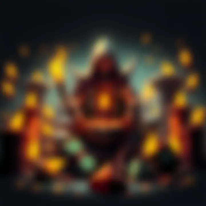A character farming resources for totem upgrades surrounded by rune copies ready to be disenchanted