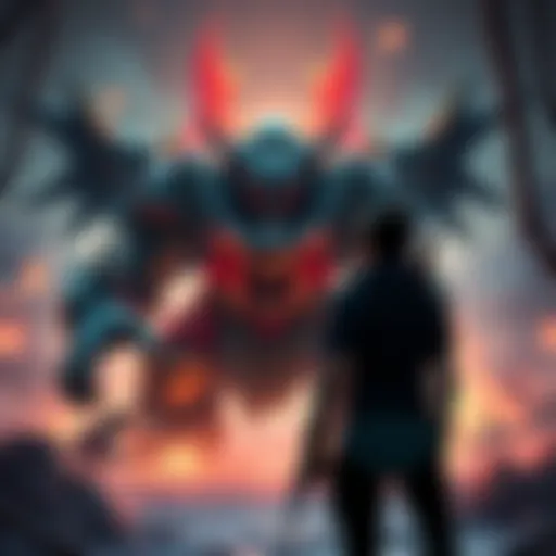 A player battles a formidable boss on Floor 90, contemplating their options after hours of attempts. The scene shows a tense battle environment with the boss in view and the player focused.