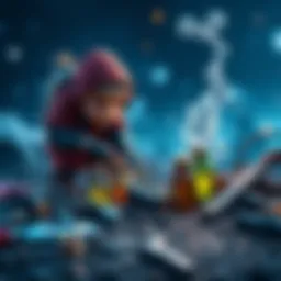 Gathering Oil and Chemicals in Gaming A player character collecting oil and chemicals from a resource spot in a game environment, surrounded by tools and crafting materials.