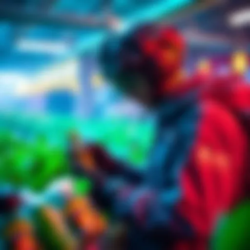 A player gathering resources while using a double booster in a game environment.