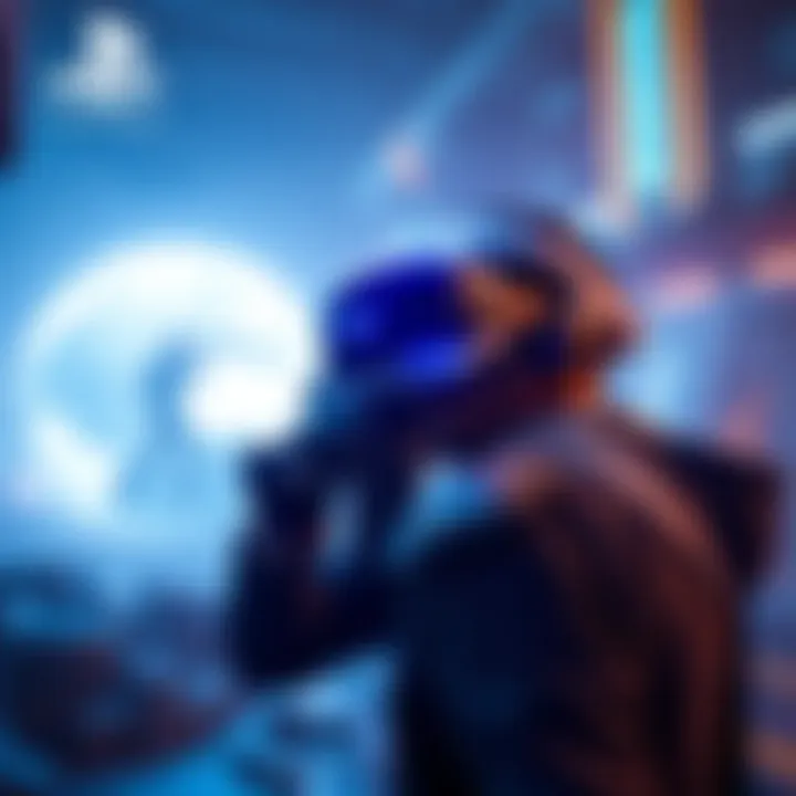 Farpoint on PSVR2 A player holding PSVR2 headset while aiming in a sci-fi environment reminiscent of Farpoint game