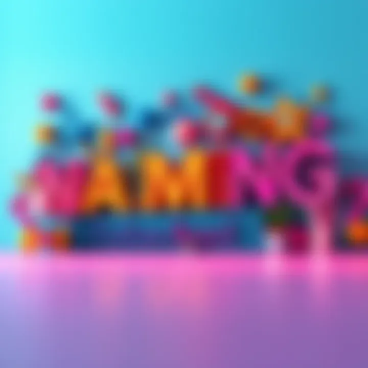Colorful letters forming a fashion brand name with stylish elements around