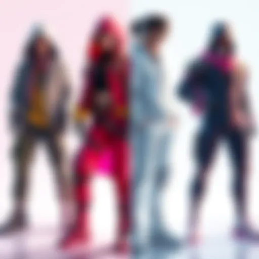 A side-by-side display of vibrant new game outfits and detailed end game gear, highlighting the style differences in gaming fashion.