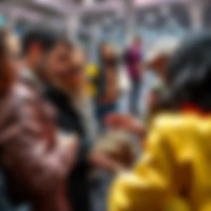 A group of fashion enthusiasts gathers around a distinct and rare fashion piece, discussing its style and origin.