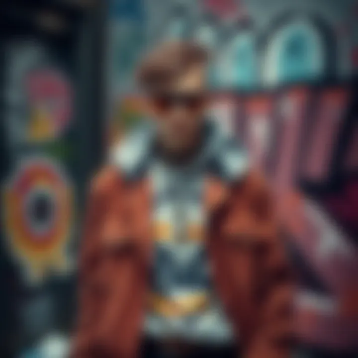 A trendy young person wearing stylish streetwear, showing off their personal fashion sense and confidence, with graffiti art in the background