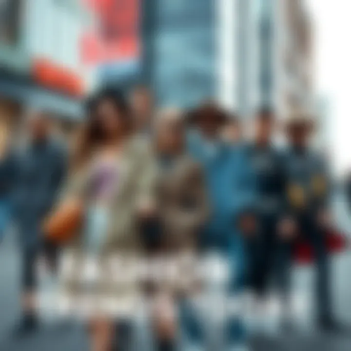 Fashion Trends Today A group of people showcasing the latest fashion styles including streetwear and high fashion in an urban setting.