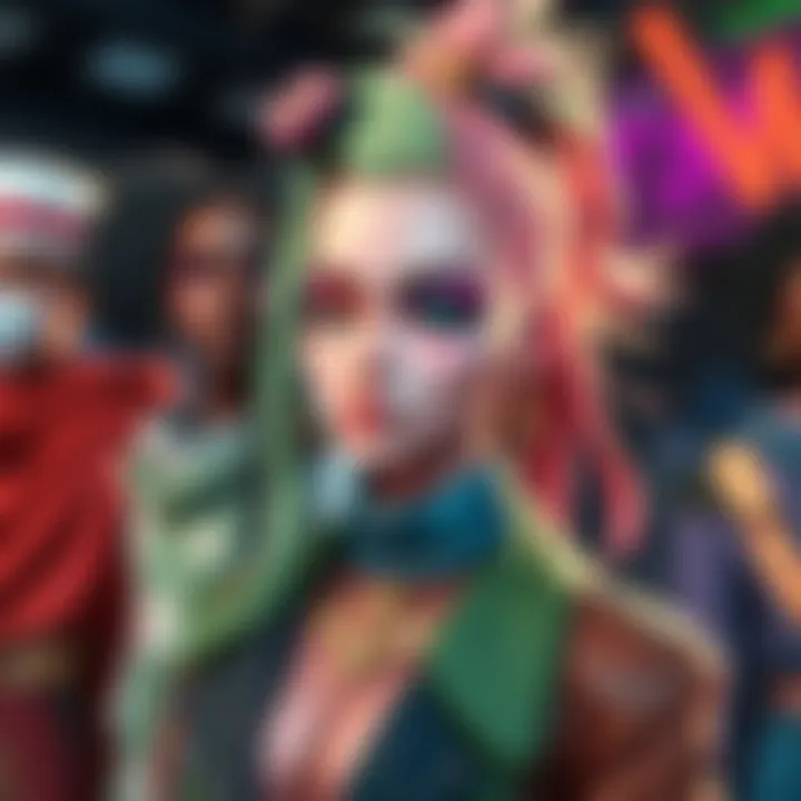 A colorful avatar showcasing diverse styles and customization options in Fashionframe.