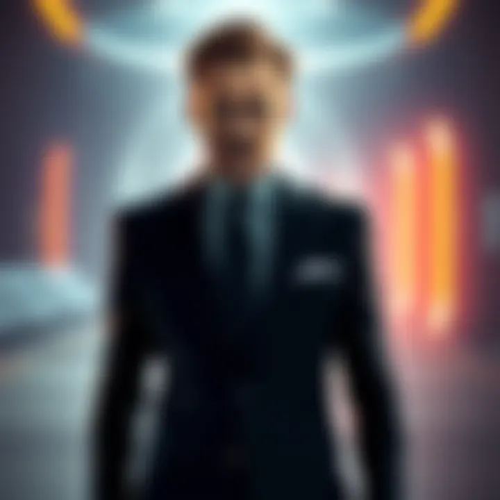 Michael Fassbender portrayed as the Illusive Man, dressed in a sharp suit with a confident expression