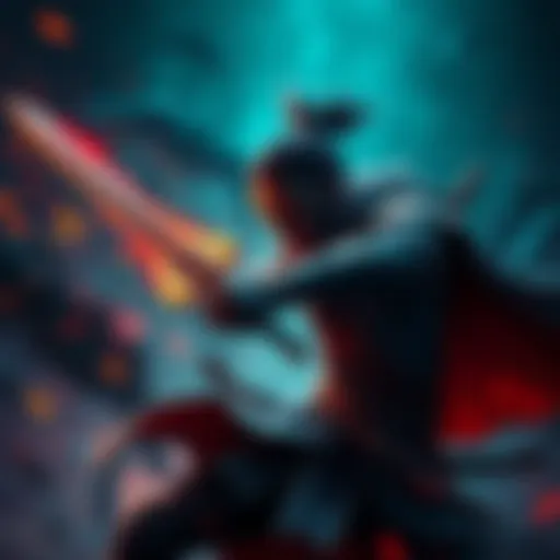 A warrior character with a sword deflecting an enemy attack in a dark fantasy setting, showcasing fast-paced combat