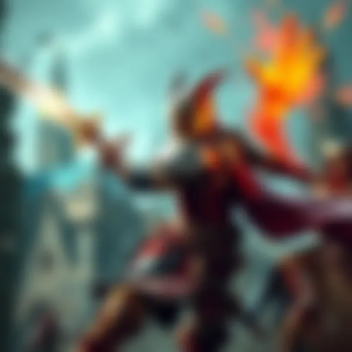 Fast-Paced RPG Combat A character in a game engaging in fast-paced combat with swords and magic, showcasing action and excitement.