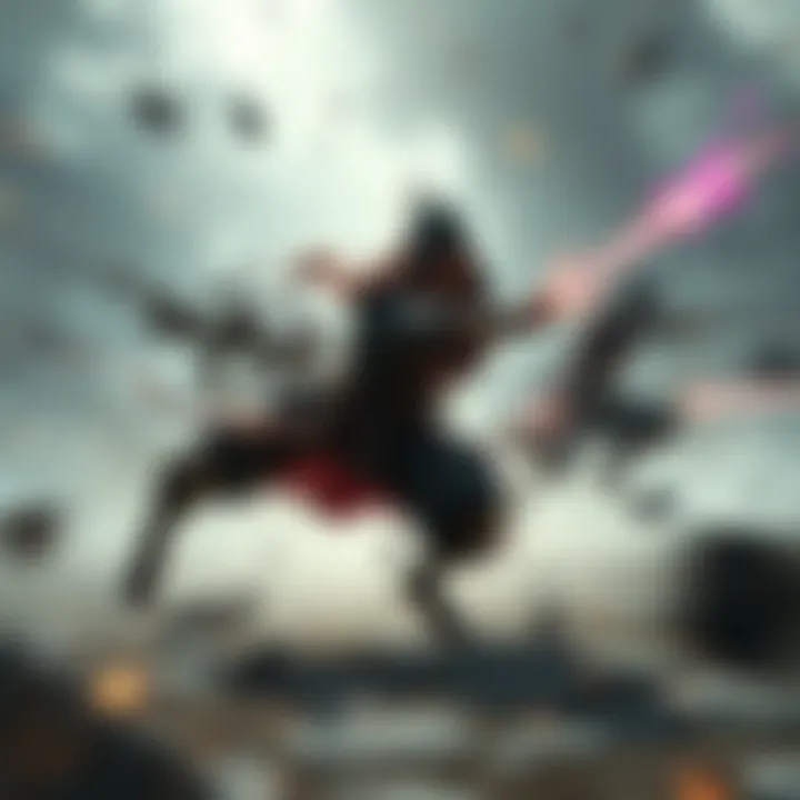 Fast Character in Combat A Rogue and Monk character perform rapid attacks in a fantasy battle setting, showcasing their speed and agility with weapons and spells.