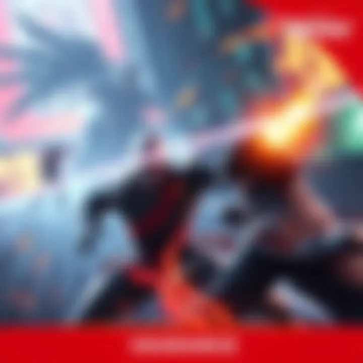 Fast-Paced Combat Game Action A character in a dynamic fighting stance, preparing to parry an incoming attack, set against an intense game environment.