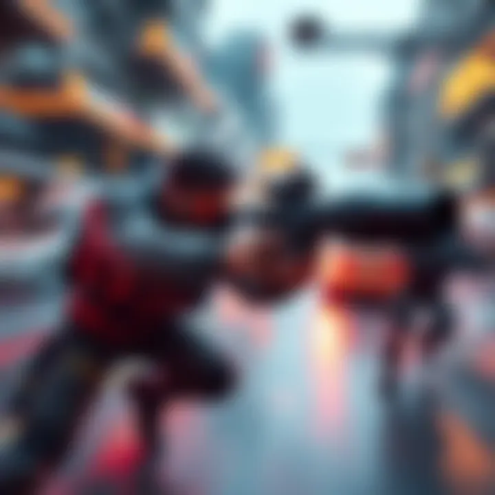 Fast-Paced Shooter Gameplay A character performing fast movements and shooting in a vibrant, stylized environment reminiscent of early 2000s shooters