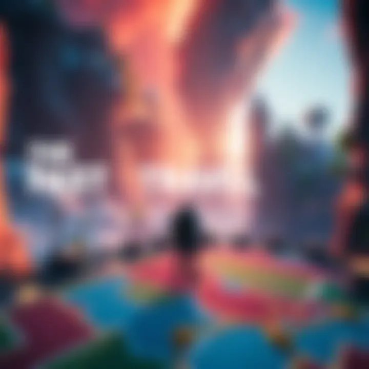 A character in a vibrant game world using a fast travel point on a map, showcasing strategic movement options.