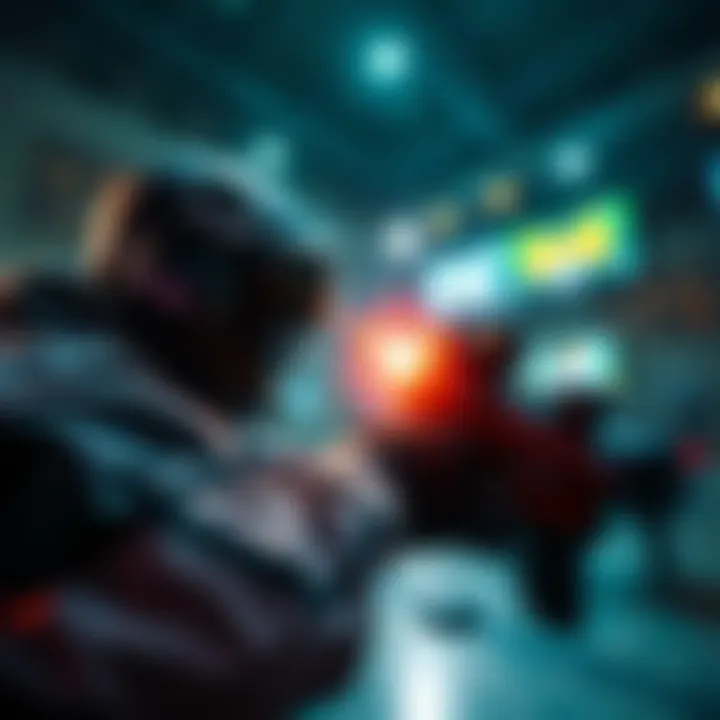 A player skillfully performing a quick kill in a competitive gaming match, showcasing their quick reflexes and skill. 