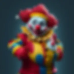A colorful and humorous representation of Fat Bastard as a clown, showcasing his playful design with exaggerated features and a fun costume.