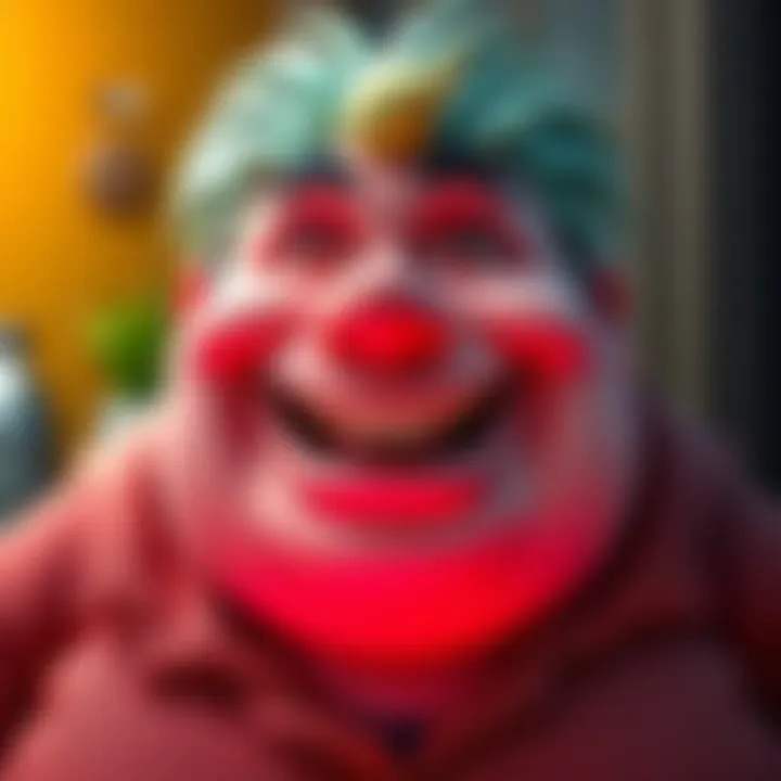 Fat Elster smiling with a fuller face, showcasing a fun and lively expression