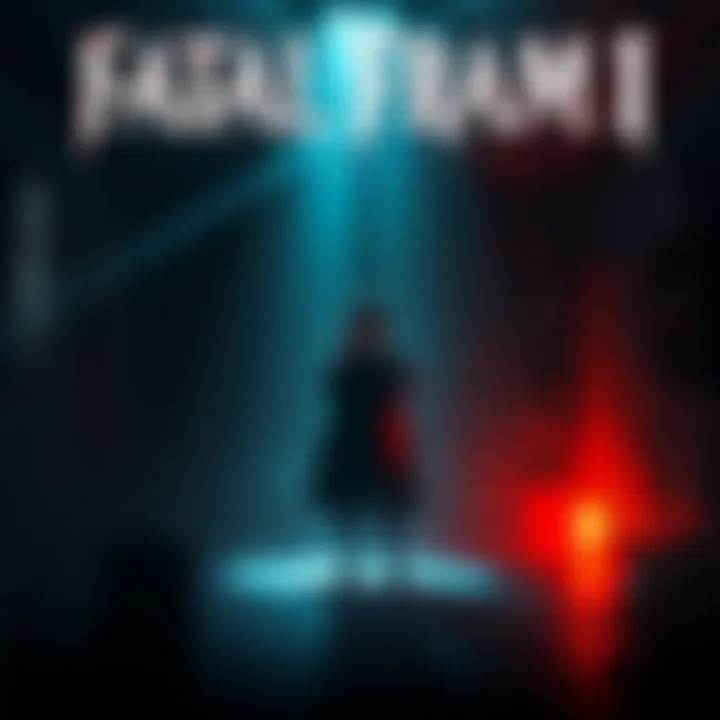 A dark room in Fatal Frame 1 with a ghostly figure appearing in front of the main character holding a camera.