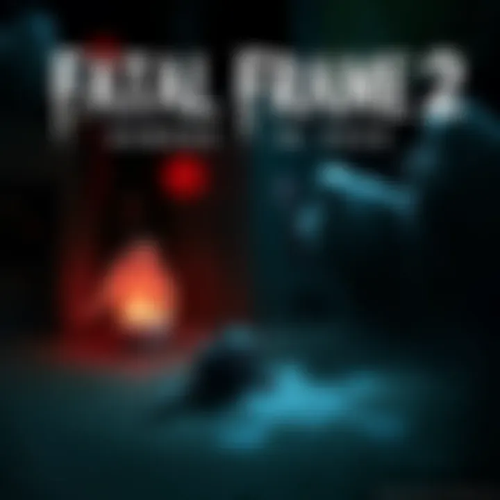 A dark and eerie scene featuring haunted visuals from Fatal Frame 2, showcasing spooky elements like ghosts and an old camera, representing the game experience.