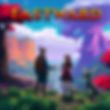 A father and daughter character duo exploring a vibrant, pixelated world with lush landscapes and unique creatures in Eastward.