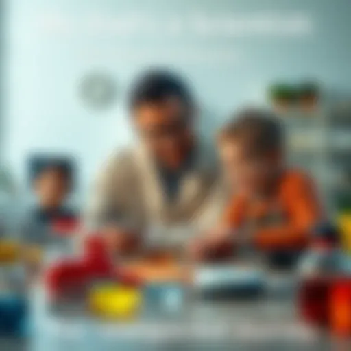 A dad and his child together at a table with science experiments and tools, smiling and engaged in a fun learning activity.
