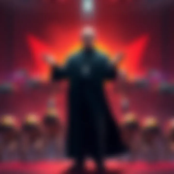 Father Martin stands confidently, gesturing to a group of variants, showcasing his control over them. Variants display a mix of aggressive and passive behaviors in the background.