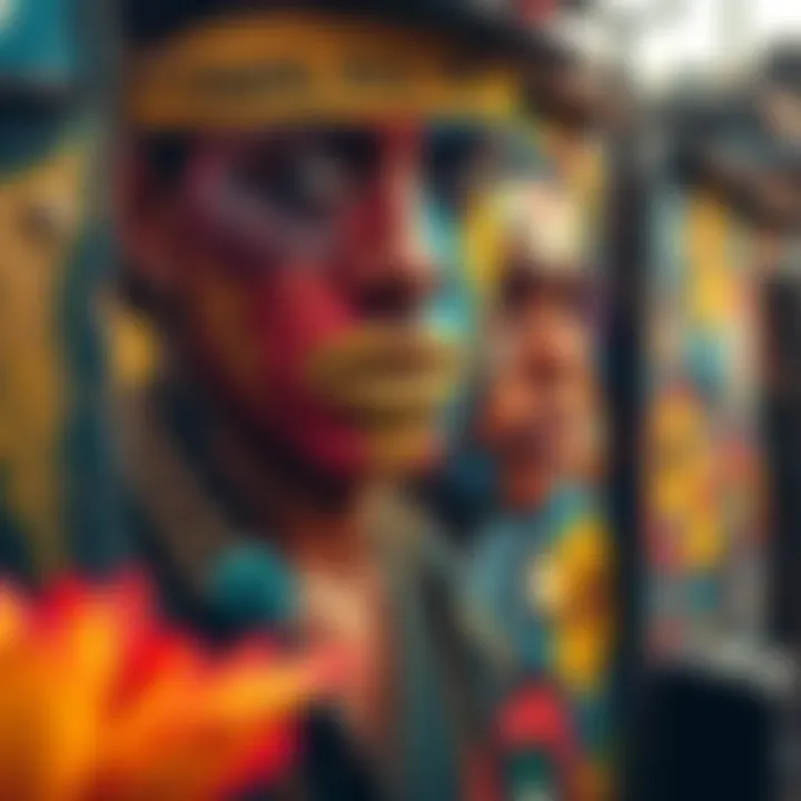 Favela Classics in Art Colorful street art representing favela culture with musical elements