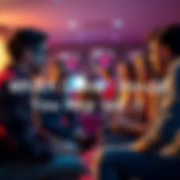 People discussing favorite games A group of people sharing their favorite video games in a lively conversation