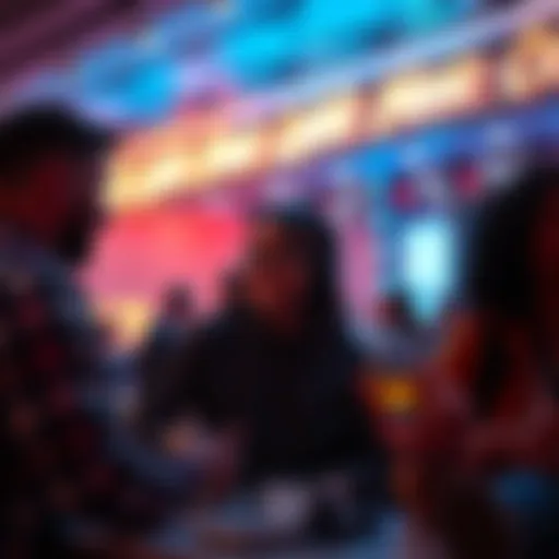 A person sharing their favorite lobby music with others in a casual setting.