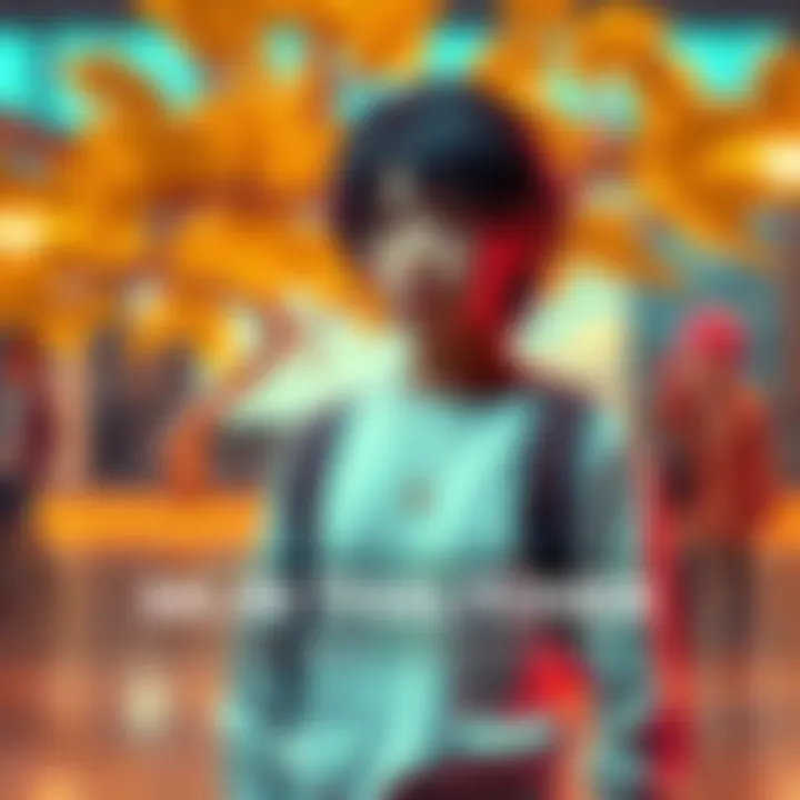 A character with striking features standing confidently in a vibrant setting, showcasing their personality