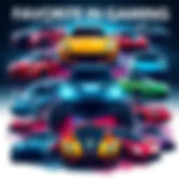 A collage of popular cars from various video games, showcasing diverse styles and designs, highlighting gamers' top picks.