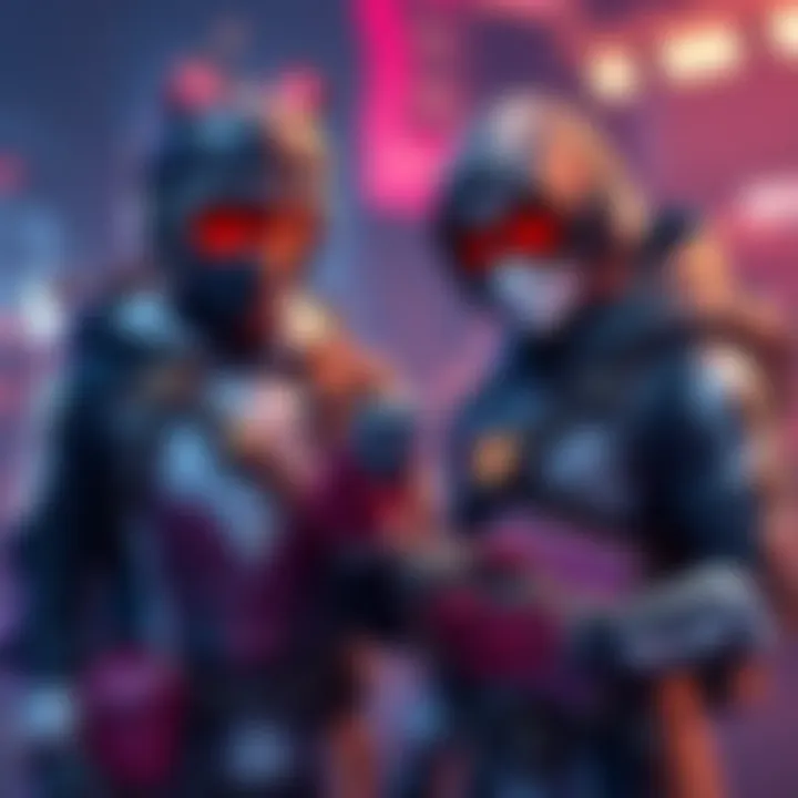 Two gamers showcasing their favorite character skins, discussing styles and preferences.