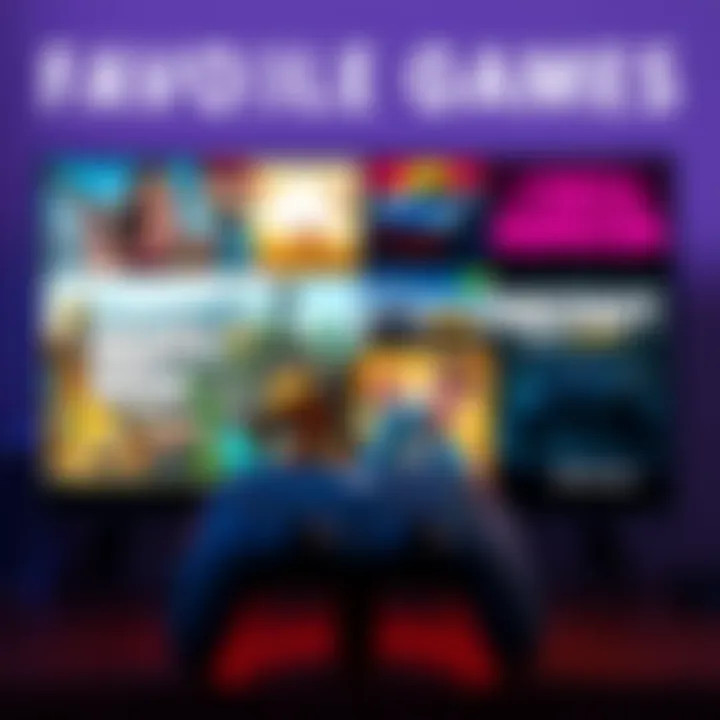 Favorite Console Games A collage of popular video games like GTA 5, Forza Horizon, Minecraft, and COD BO3 on a gaming console screen.