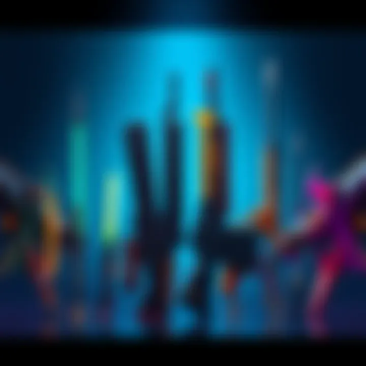 A selection of various GU weapons displayed, each representing different player personalities in gaming.