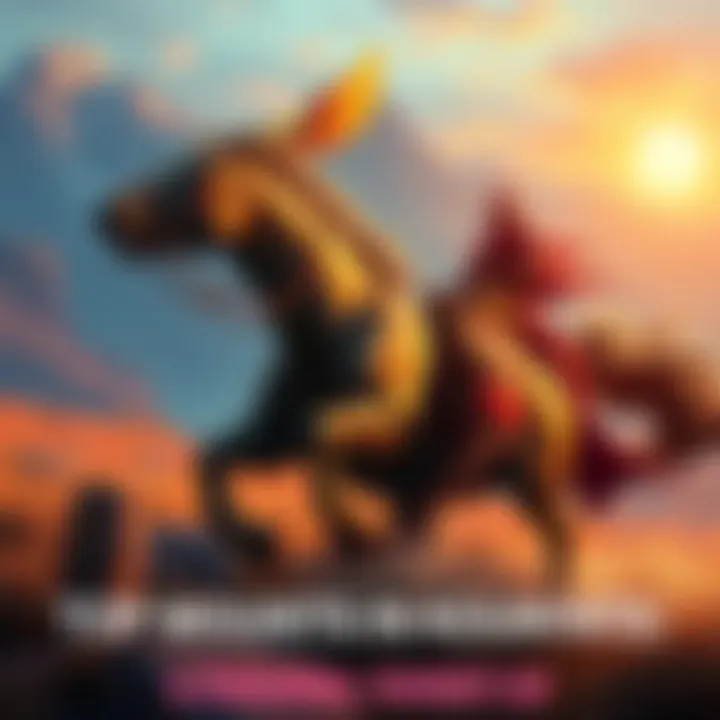 A powerful mount from Valhalla speeds across a vibrant landscape, showcasing its unique features and style