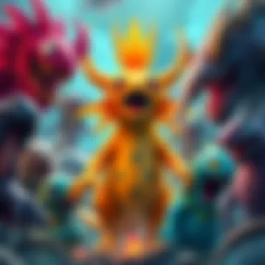 A collection of wild monsters including Gogmazios, with fans sharing their favorites in a colorful setting.