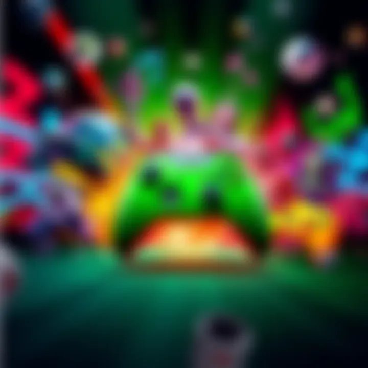 A vibrant and colorful Xbox wallpaper featuring iconic gaming imagery and designs.