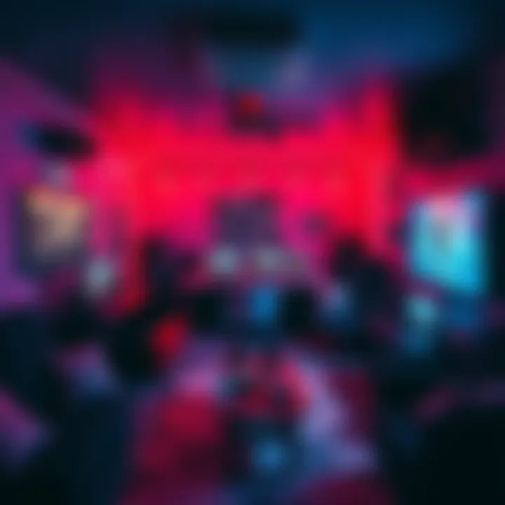 A view of the FaZe house showing its gaming setup and lounge area with gaming consoles and decorations.