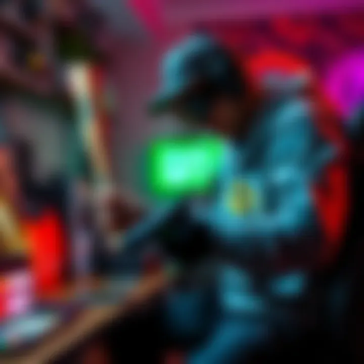 Faze Kaysan smashing Lacy's gaming setup with a baseball bat and aiming a paintball gun nearby