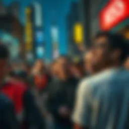 A crowd reacts to news about the FBC's role during the Hiss escape in NYC, showing mixed emotions of surprise and concern.